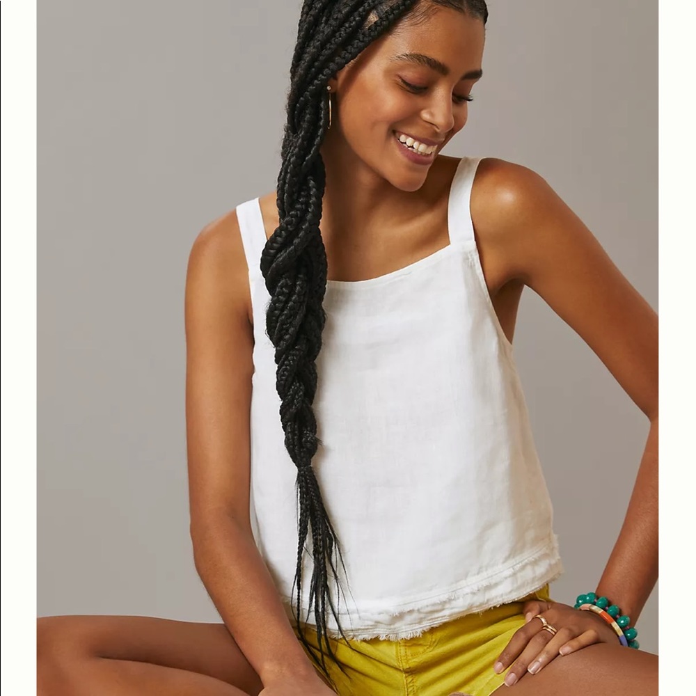 NWT Anthropologie cloth & stone linen frayed-hem tank